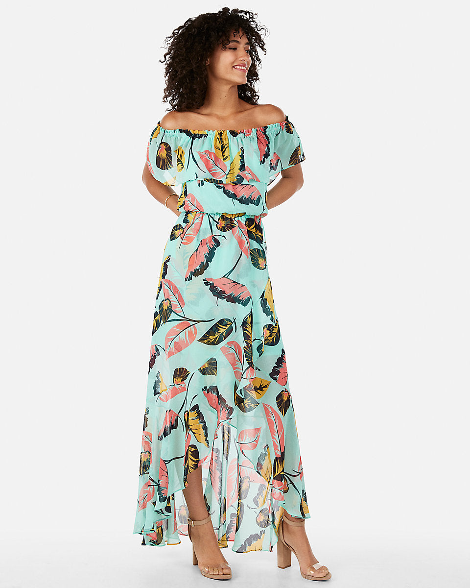 Shoulder Maxi Dress in Print ...